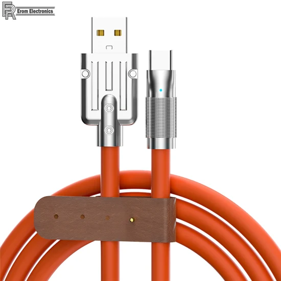 Los cables de datos USB de OEM/ODM 120W 6A cinc el tipo C de la aleación espesaron el cable de datos de carga del teléfono rápido del indicador LED