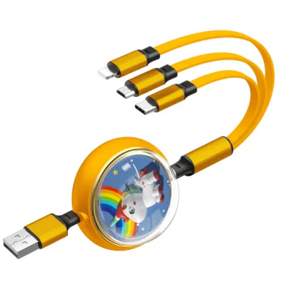 Cable USB de carga rápida retráctil 3 en 1 con patrón personalizado